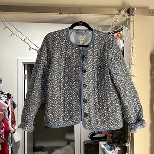 J.Crew Factory Floral Block Print Quilted Jacket Womens 6 Blue